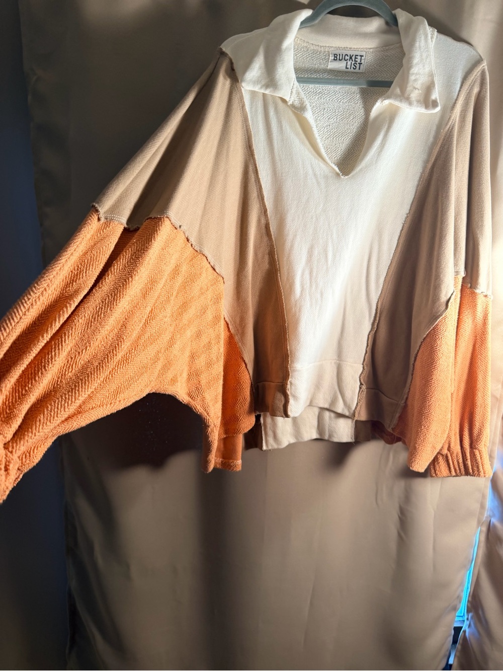 BUCKETLIST Colorblock Hoodie in Cream, Tan & Orange